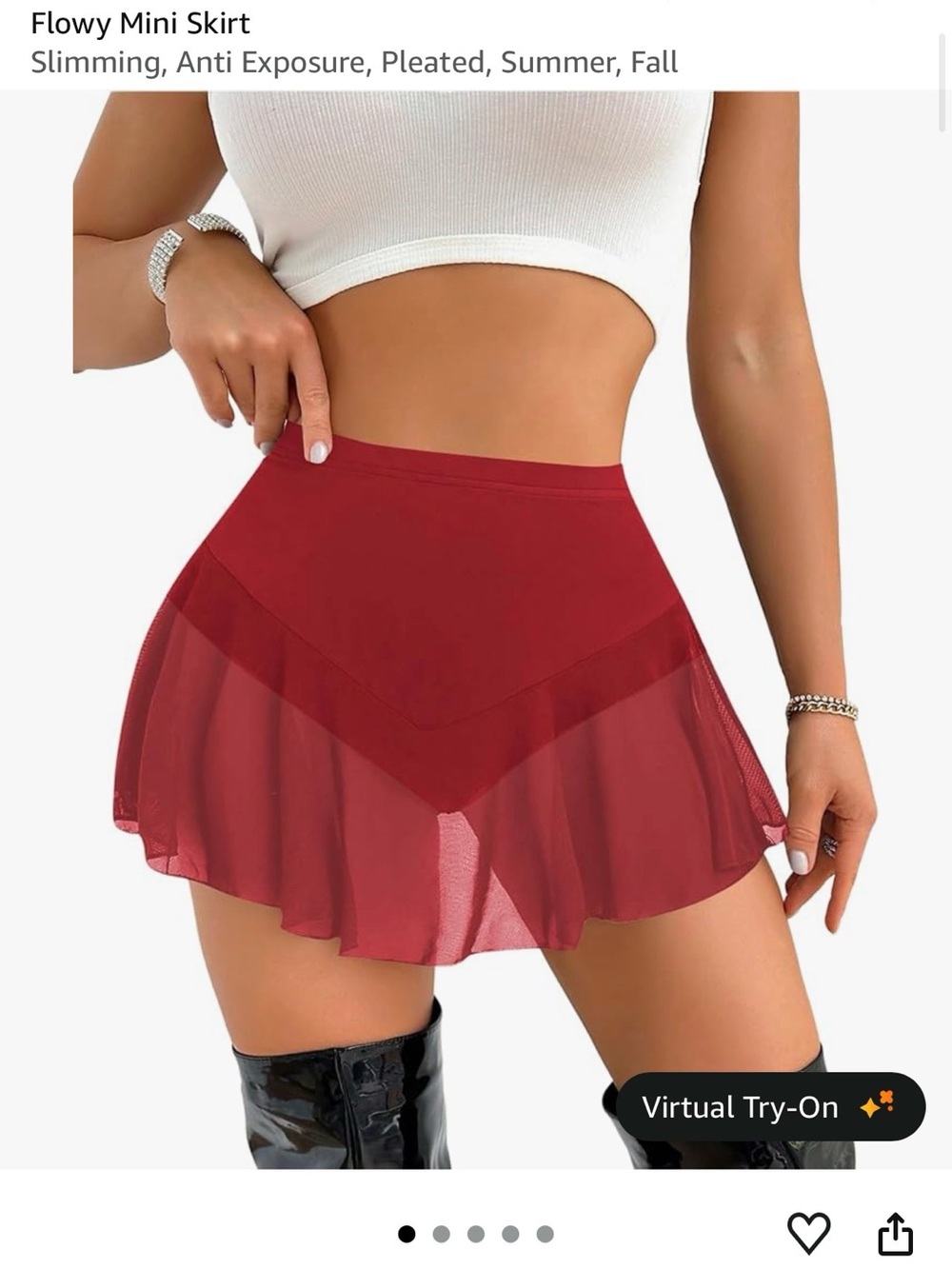 Women's Red Flowy Mini Skirt - (Brand: )
